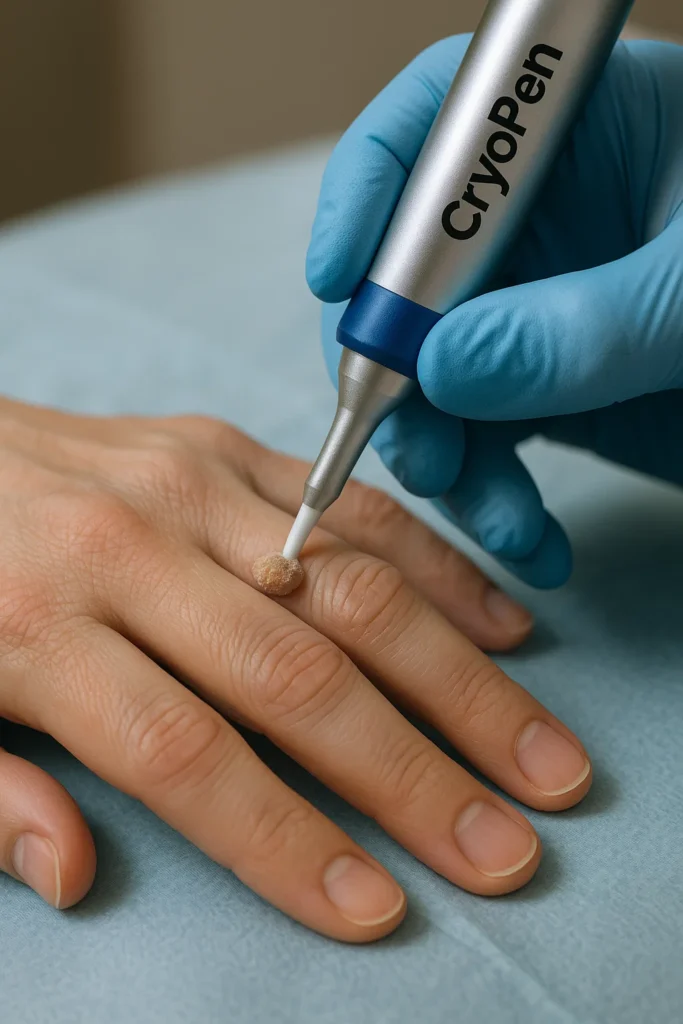 example of cryopen wart removal Bexley treatment on a persons finger