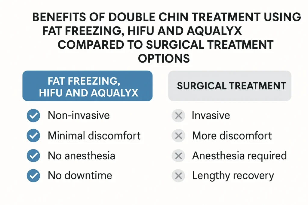 Graphic about the benefits of double chin treatment Bexley - from LA LIPO