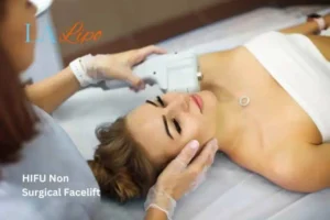 Woman having Hi-Fu to reduce wrinkles Bexley.