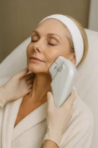 Woman receiving HIFU non surgical facelift treatment Bexley