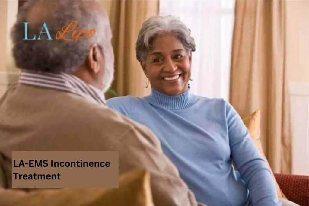 Couple sat smiling at each other - LA-EMS treatment Bexley