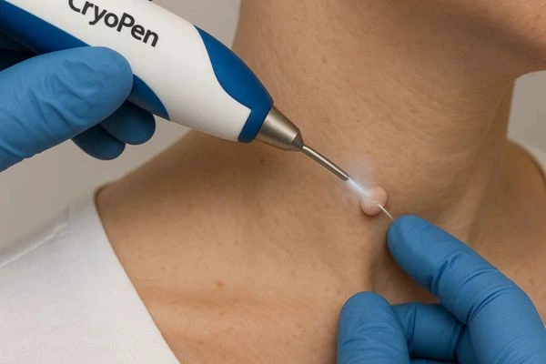 Person receiving Cryotherapy skin tag removal Bexley
