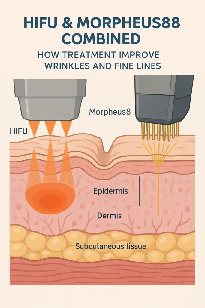 Diagram showing HIFU & Morpeus8 Bexley and the benefits for reduction in wrinkles and fine lines